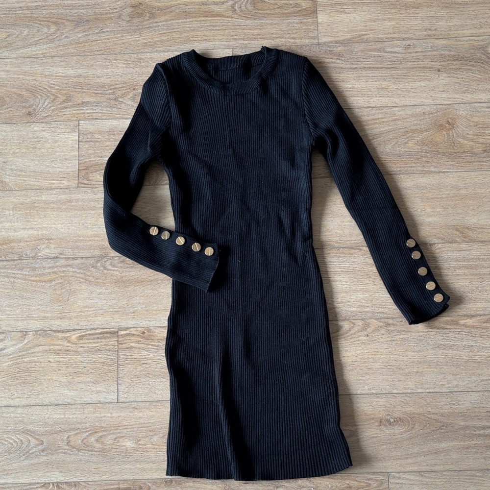 🆓 Add-on Black knit Long Sleeve Dress-XS